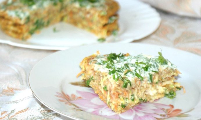 Кабачковый торт с ржаной мукой