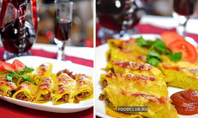 Блинчики с мясом праздничные