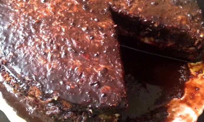 Постный торт с шоколадной помадкой