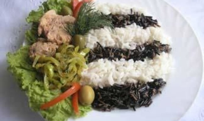 Ризотто-зебра с тунцом