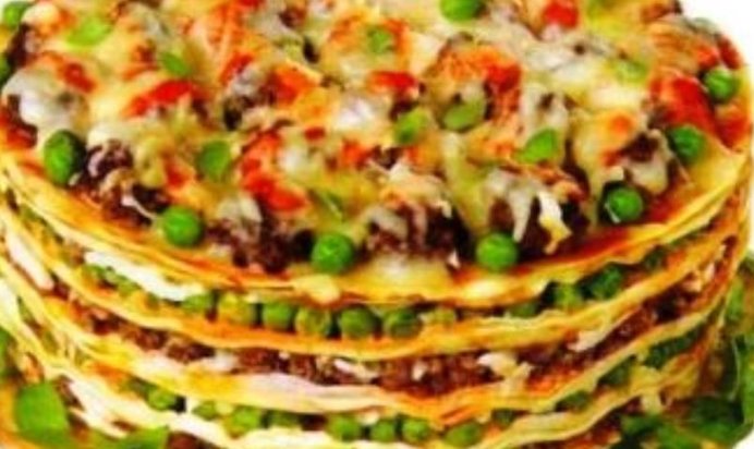 Блинно-овощной тортик