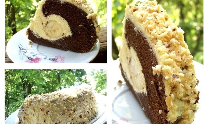 Шоколадный торт с бананом