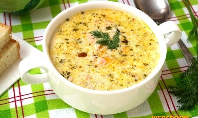 Сырный суп с лососем