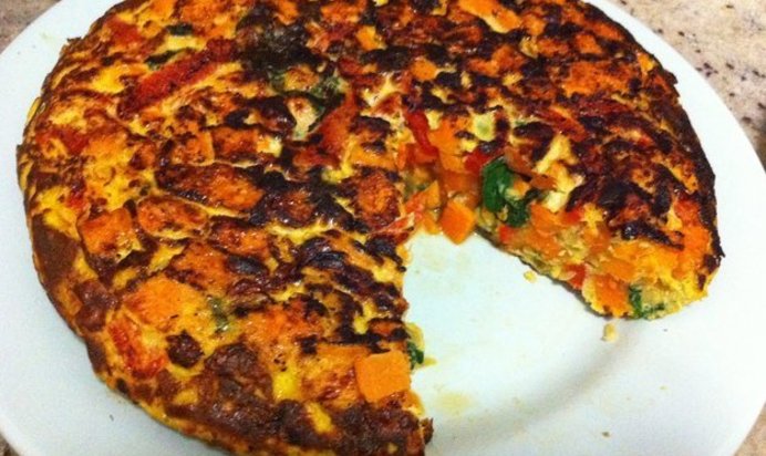 Тортилья со шпинатом и бататом