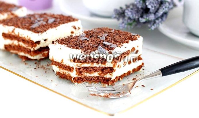 Торт без выпечки из печенья и творога