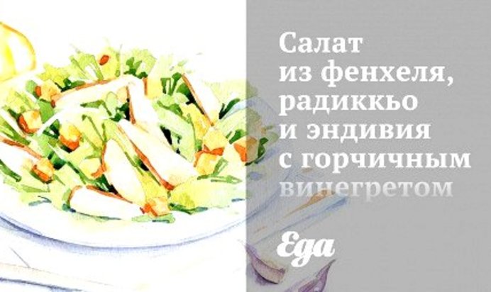 Салат из фенхеля, радиккьо и эндивия с горчичным винегретом