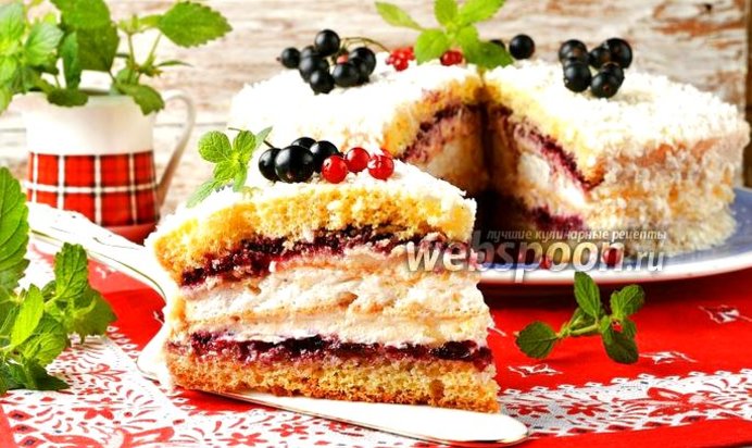 Торт с безе и бисквитом