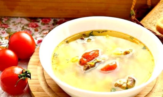 Рассольник на говяжьем бульоне