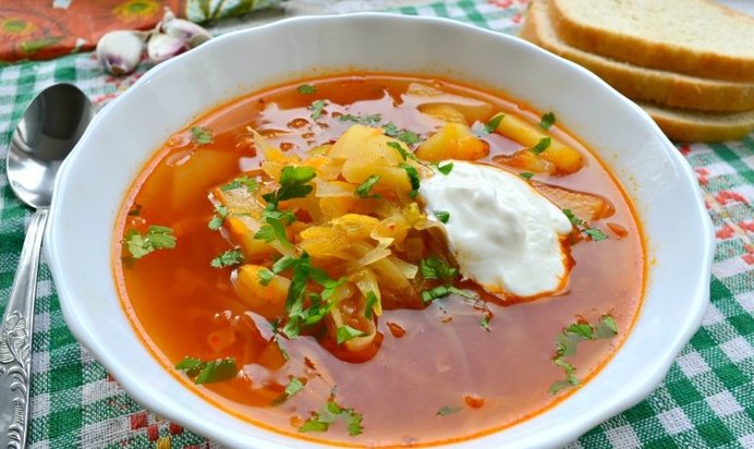 Постный летний борщ без мяса