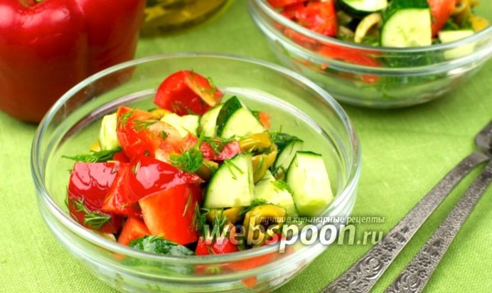 Салат с перцем и огурцом