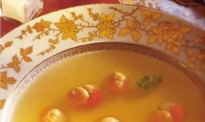 Морские гребешки в чесночном бульоне