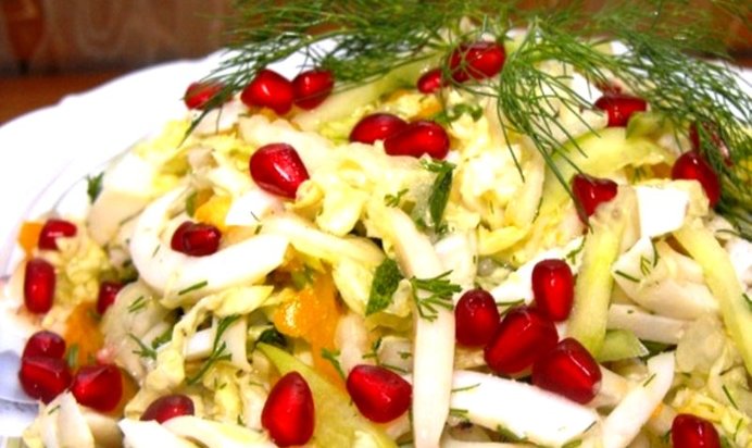 Салат из кальмаров с овощами