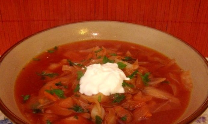 Красный борщ постный