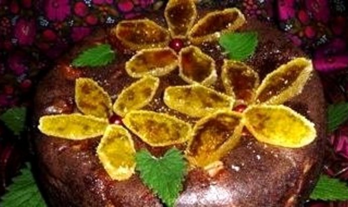 Шарлотка с какао и яблоками