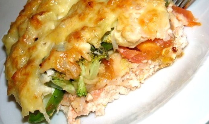 Запеканка с куриным филе и овощами