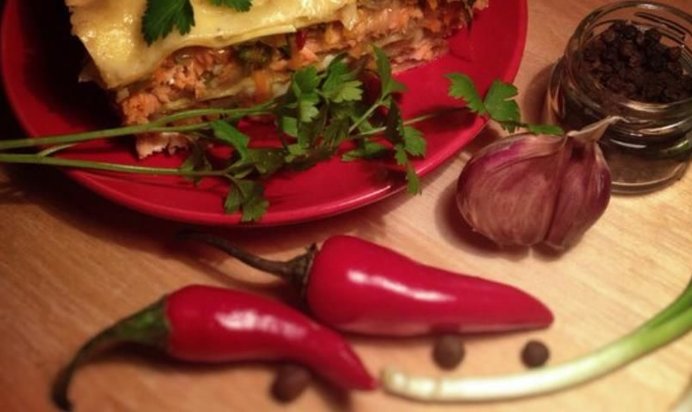 Лазанья с семгой