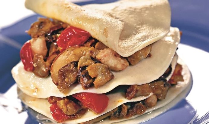 Лазанья с рыбным филе и грибами